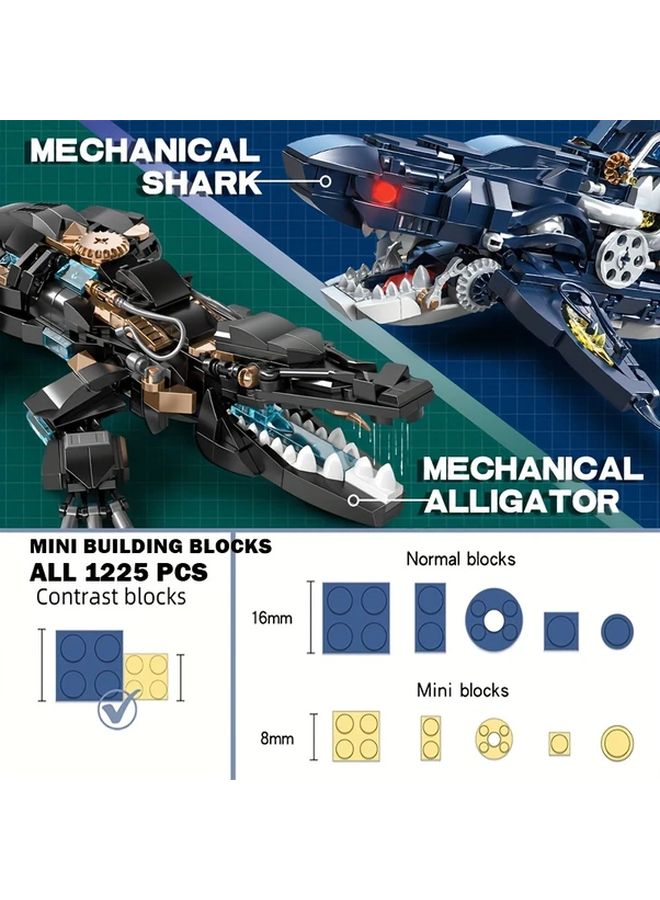 JQ40002 641P Mechanical Shark Crocodile Building Blocks Set 1225 Pcs Ocean Animal Model - Image 1